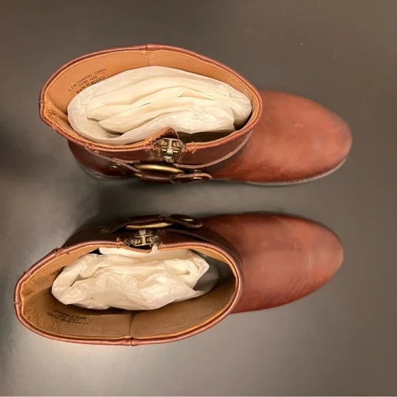 Frye Veronica Cognac Harness Short Boot Bootie 8.5 - Picture 6 of 7